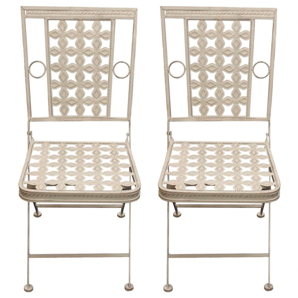 Woodside Ostend Folding Metal Outdoor Garden Patio Dining Table And 2 Chairs Set - Image 3