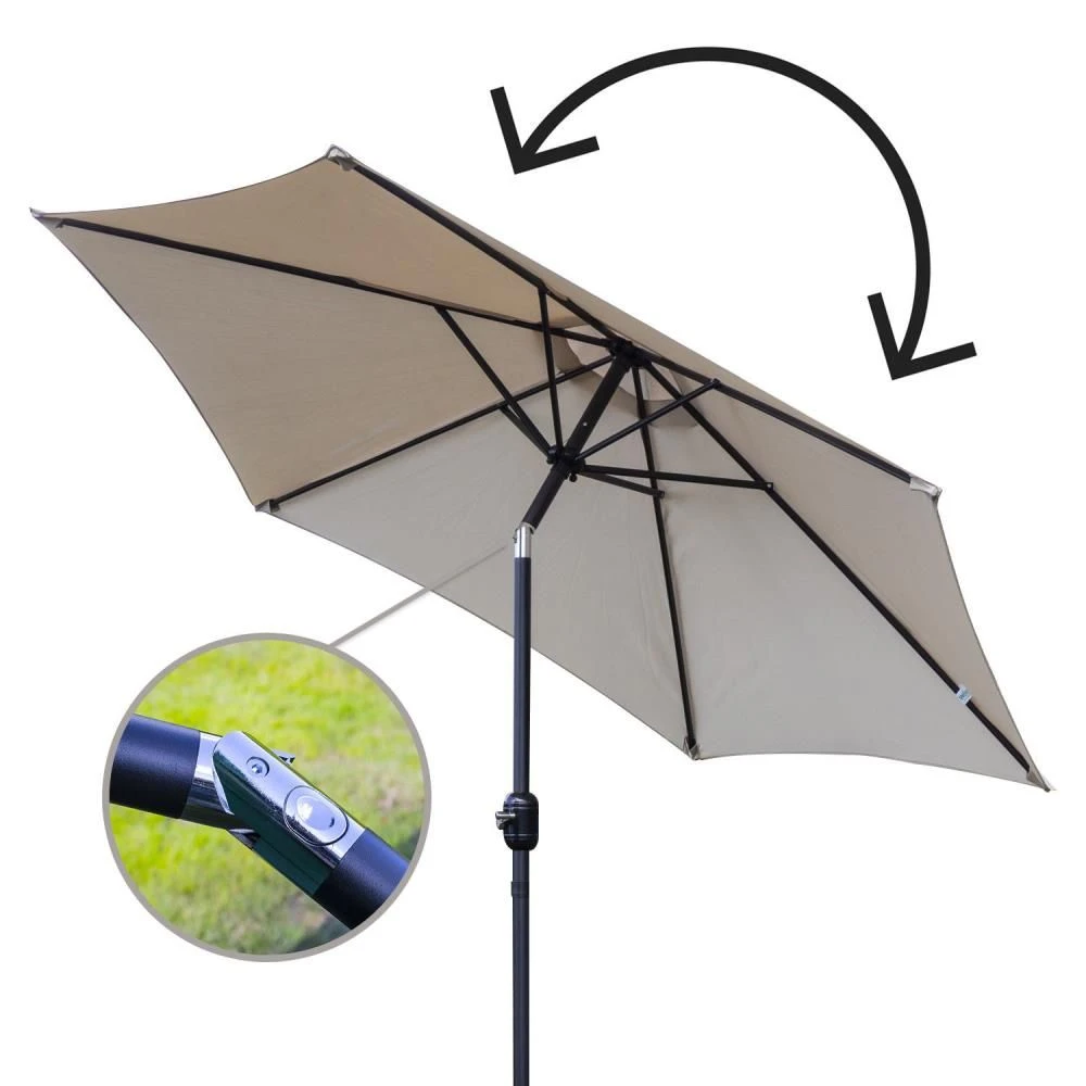 Woodside Large 2.7m Garden Parasol Umbrella With Winding Crank & Tilt Sand - Image 6