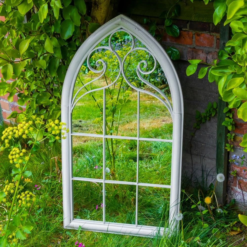 Woodside Selby XL Decorative Arched Outdoor Garden Mirror, W: 60.5cm X H: 111cm - Image 4