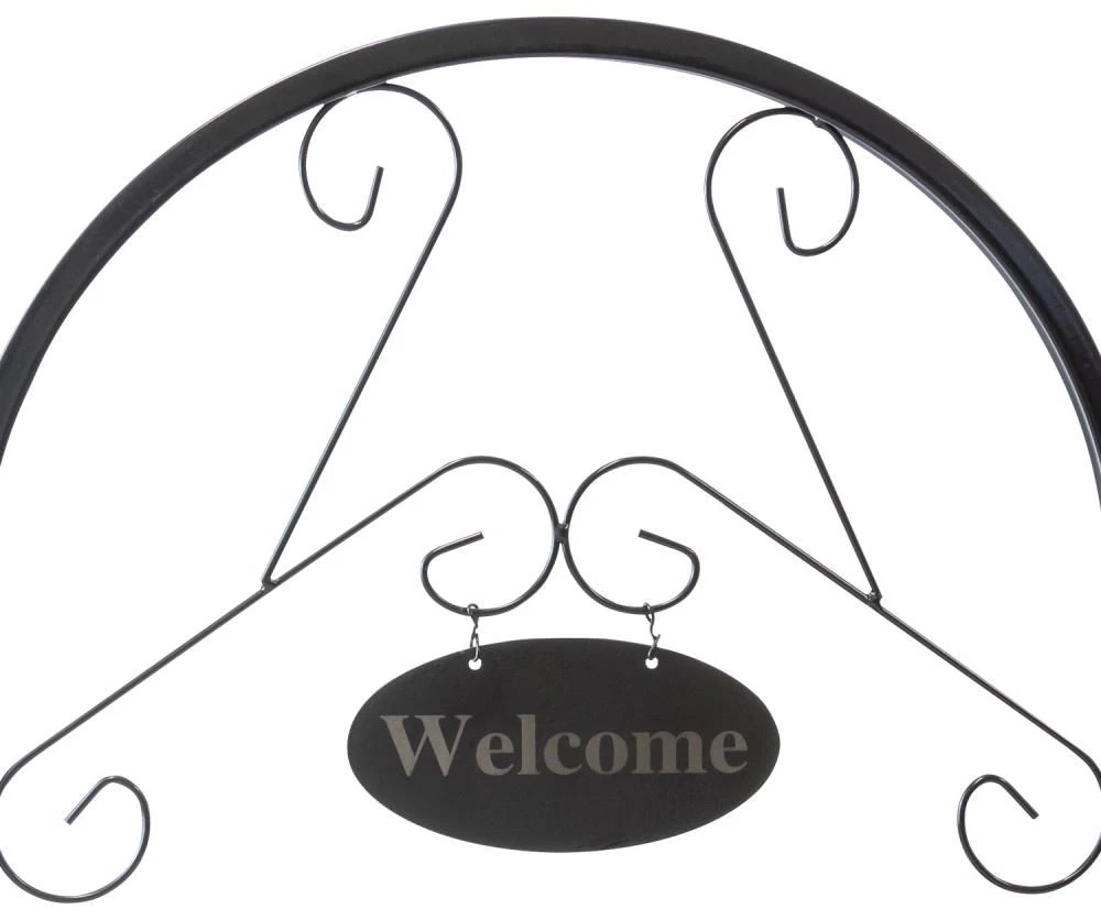 Woodside Hanging Coconut Flower Basket Planter Stand With Garden Welcome Sign - Image 2