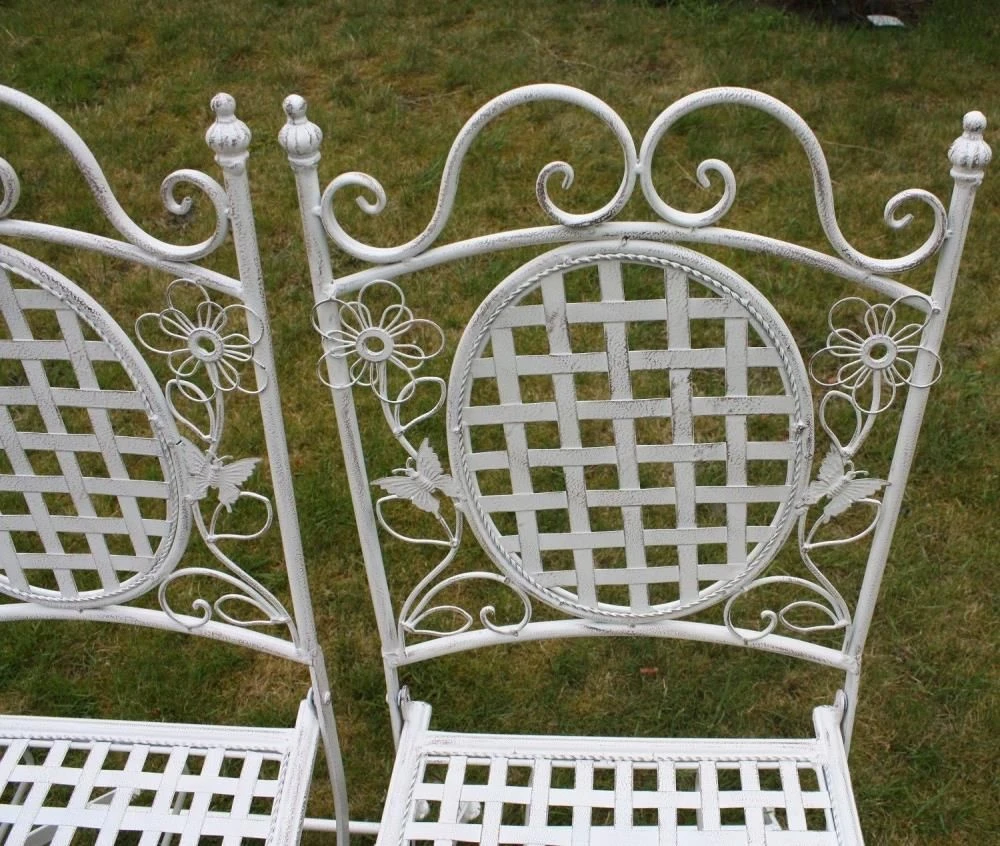 4 X Maribelle Folding Square Outdoor Garden Patio Chair White Floral Furniture - Image 2