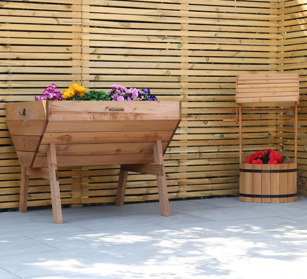 Woodside Raised Wooden Garden Bed Planter, Plants & Vegetable/Herb Box, Medium 100cm - Image 4