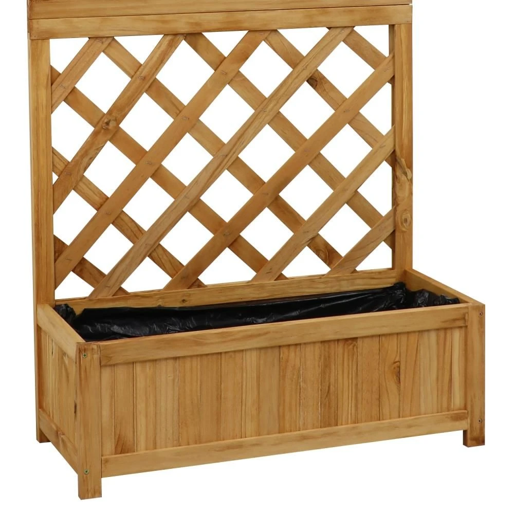 Woodside Aldburgh Wooden Garden Trough Planter/Flower Container Box With Trellis - Image 6