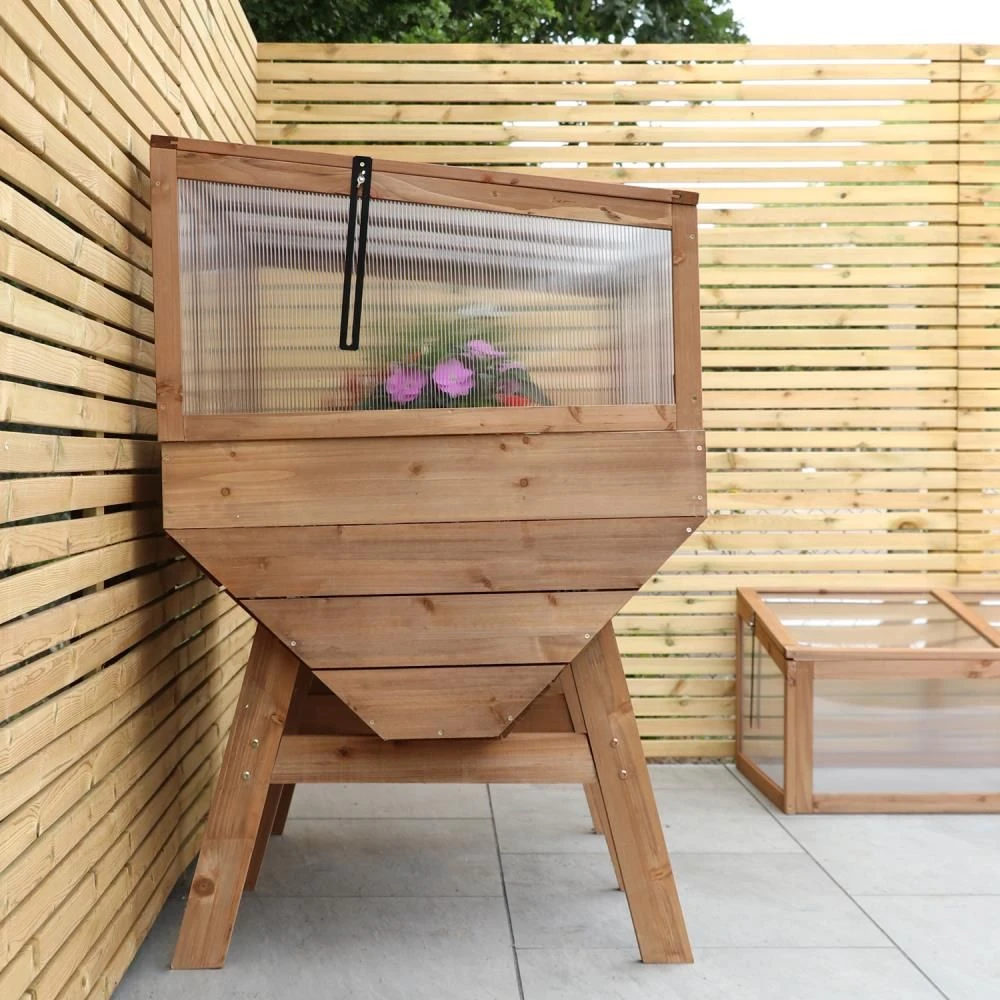 Woodside Raised Wooden Garden Planter + Cold Frame/Growhouse Plant & Veg Box, Large 150cm - Image 5
