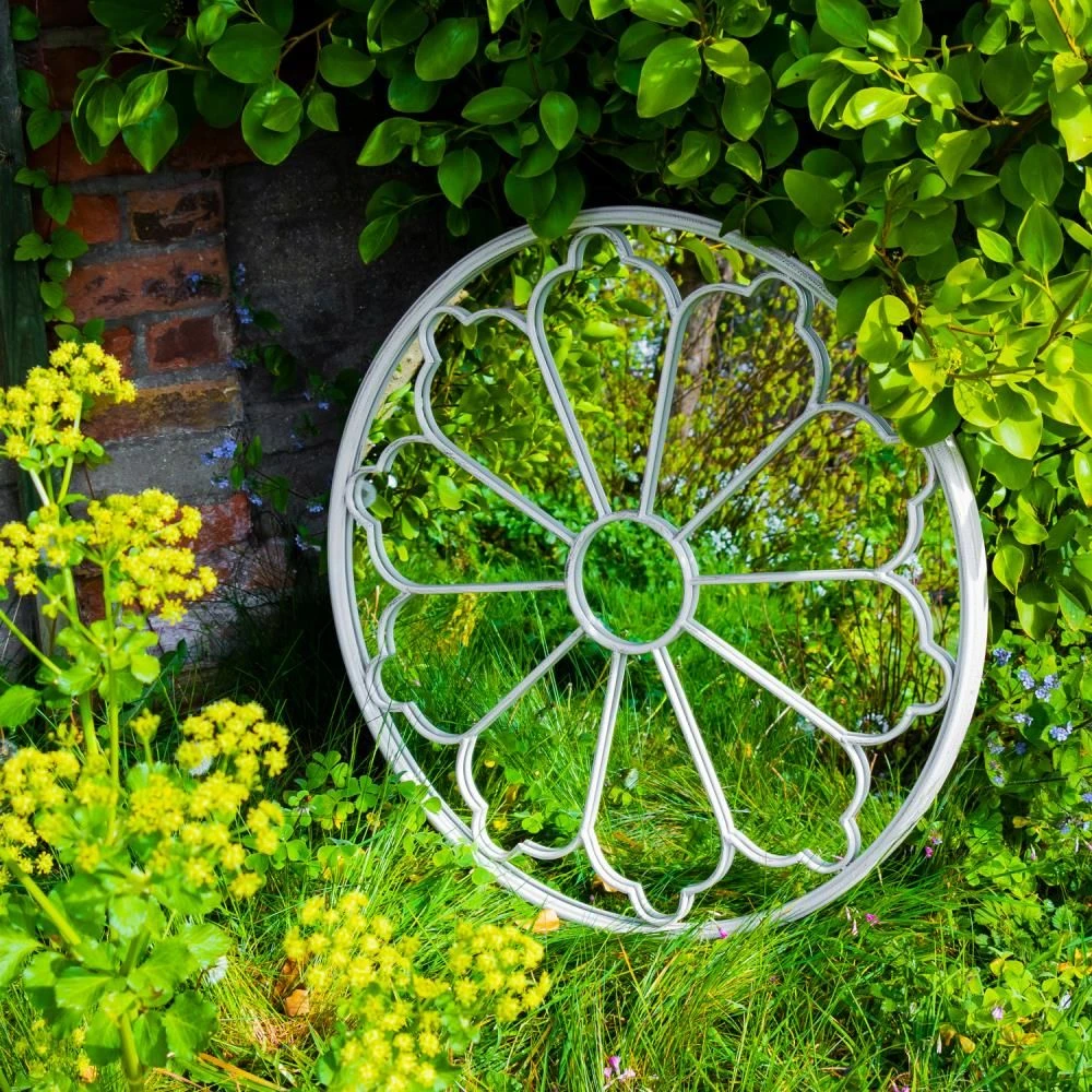 Woodside Upton Large Decorative Round Outdoor Garden Mirror, Diameter: 80cm - Image 3