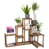 Woodside Bradwell Carbonized 5 Tier Corner Wooden Plant Display Stand Flower Rack