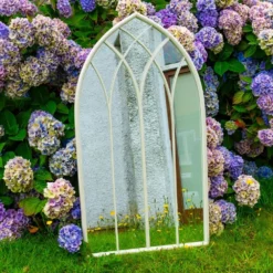 Woodside Ealing XL Decorative Arched Outdoor Garden Mirror, W: 60cm X H: 110cm