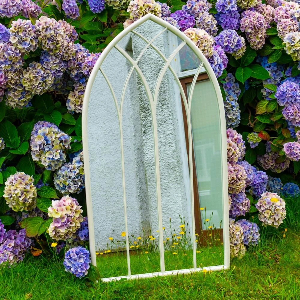 Woodside Ealing XL Decorative Arched Outdoor Garden Mirror, W: 60cm X H: 110cm