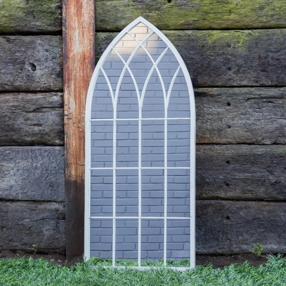 Woodside Rathen XL Decorative Arched Outdoor Garden Mirror, H: 115cm X W: 50cm