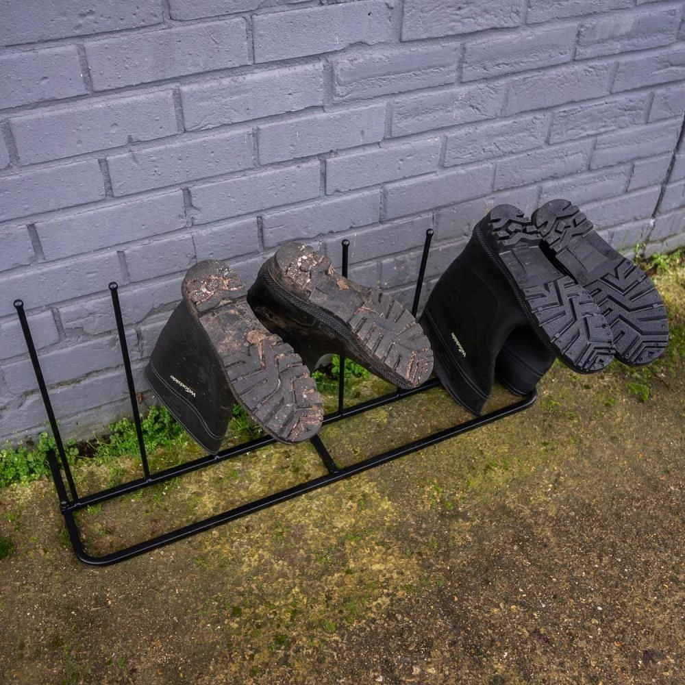 Woodside Steel Wellington Boot Rack 4 Pairs Walking Shoe Storage Stand - Image 3