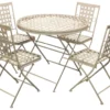 Woodside Ostend Folding Metal Outdoor Garden Patio Dining Table And 4 Chairs Set