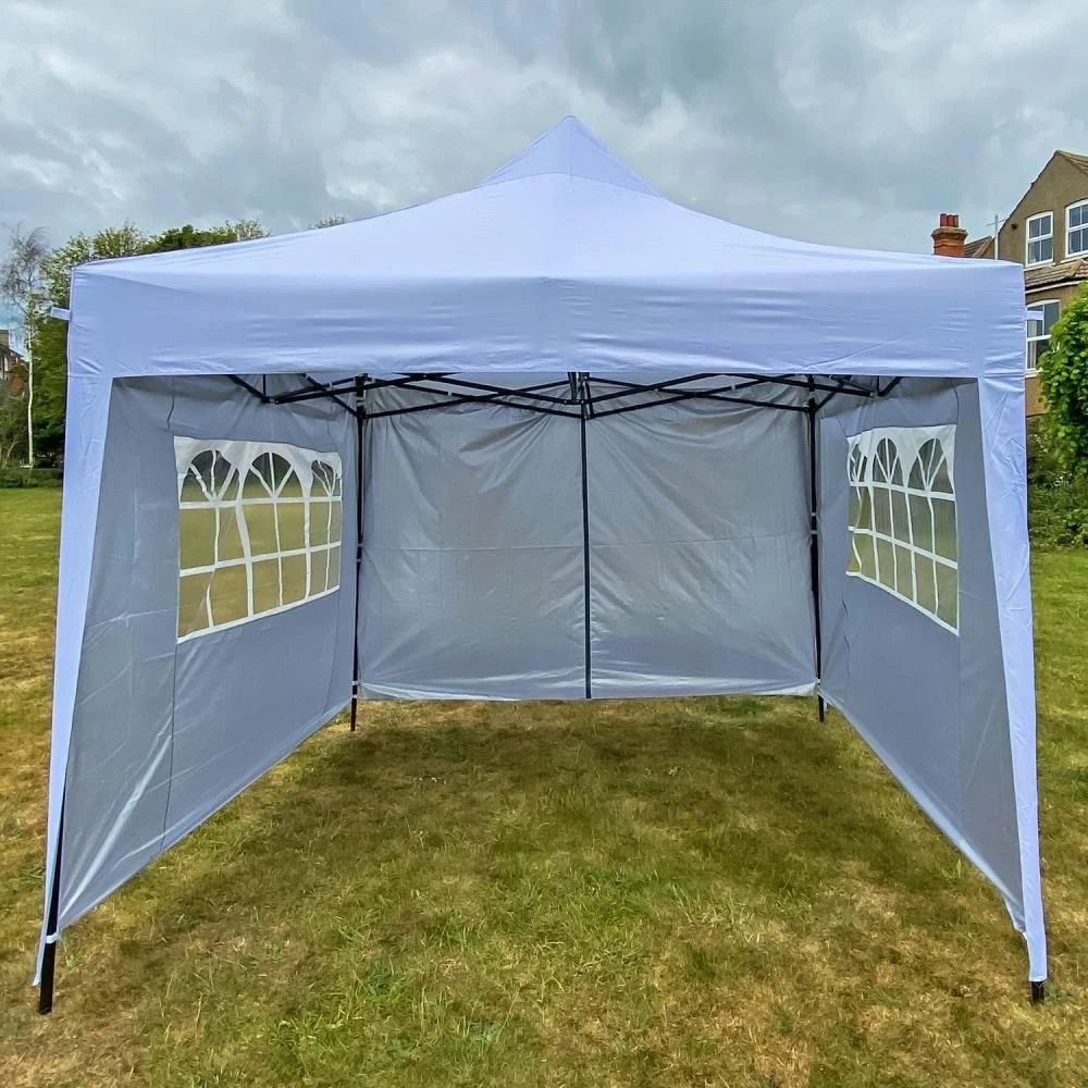 Woodside Pop Up 3m X 3m Garden Gazebo, Waterproof Garden Marquee, Pure White - Image 5