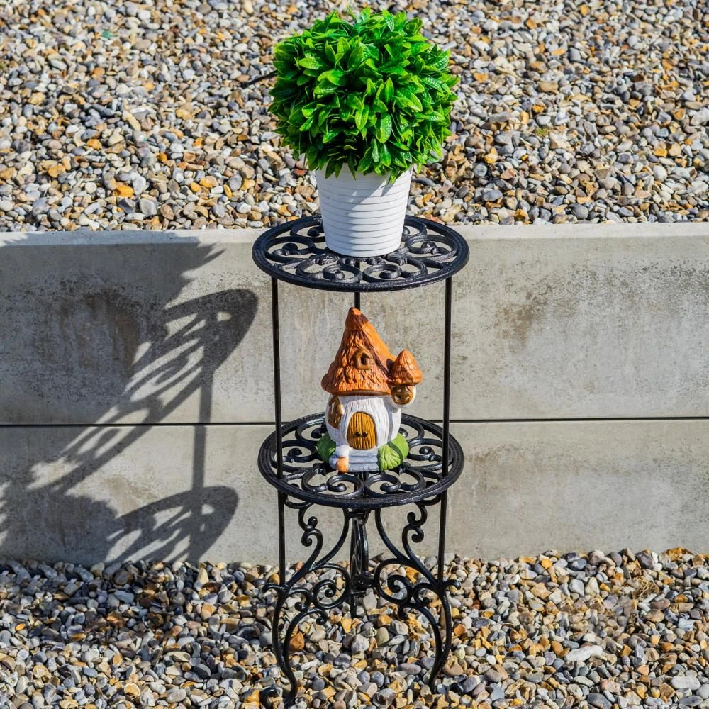 Woodside Heavy Duty Cast Iron Indoor/Outdoor Two Tier Plant Pot Display Stand